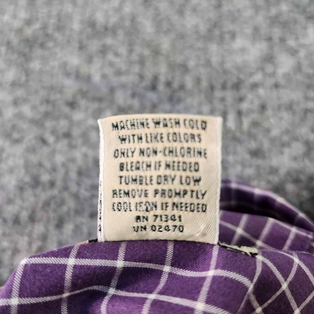 LL Bean Shirt Mens XXL Tall Purple White Check Button Down Wrinkle Resistant - Picture 8 of 11